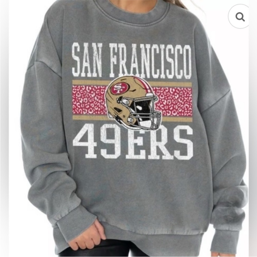 San Francisco 49ers Gameday Couture Oversized Pullover Sweatshirt - Grey XL NWT